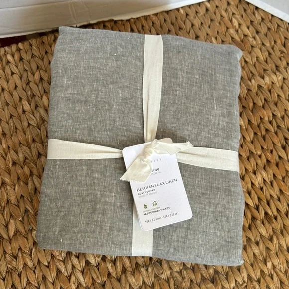 Pottery Barn Gray Belgian Flax Linen Duvet Cover - Picture 8 of 9